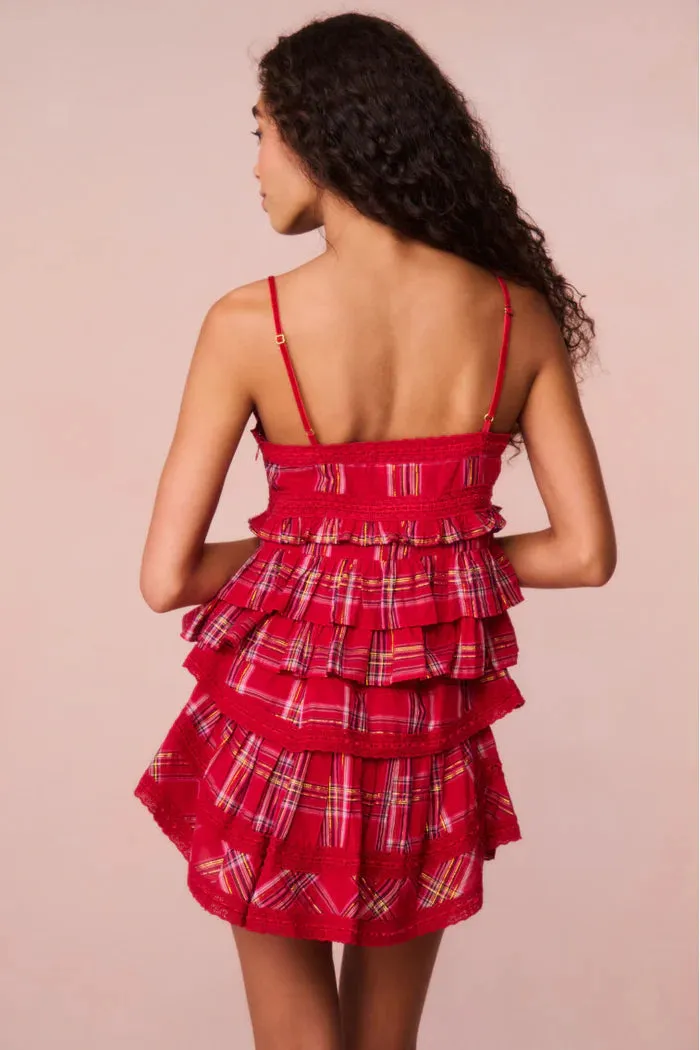 Abbott Tartan Ruffle Top ~ Cheery Red