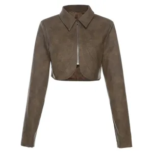 Alizee Leather Crop Jacket