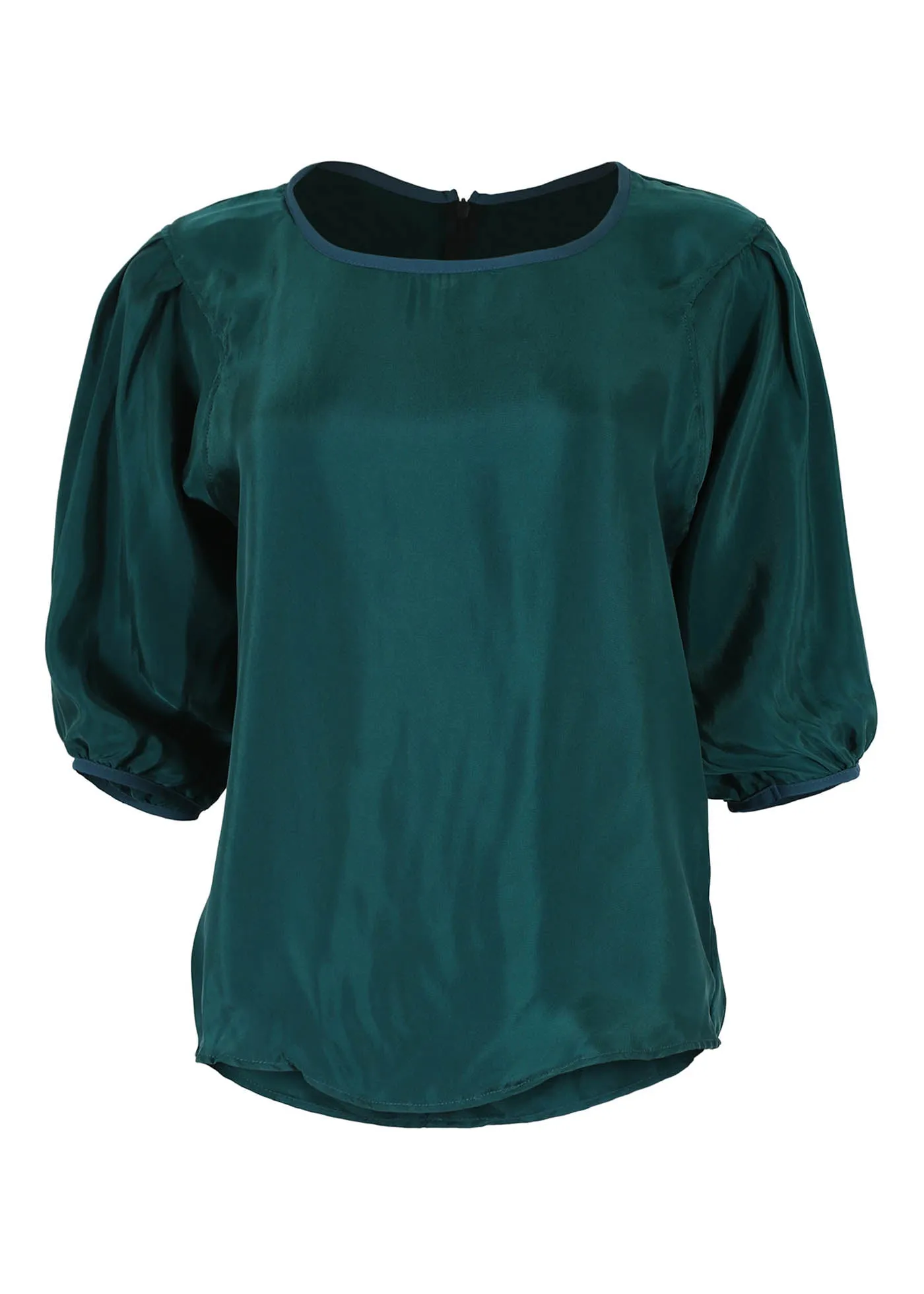 Bordeaux Blouse Teal in Cupro Twill