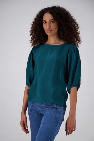 Bordeaux Blouse Teal in Cupro Twill