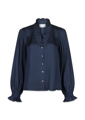 Brielle Satin Blouse - Midnight Blue