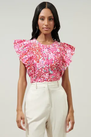 Caicos Floral Vance Button Front Blouse