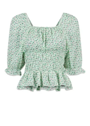 Celin Daily Flower Blouse - Green