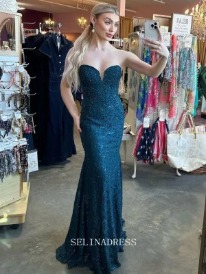 Chic Mermaid Sweetheart Elegant Lace Prom Dress Backless Cheap Formal Gown Evening Dress #LOP210