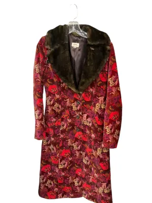 Coat Faux Fur & Sherpa By Fossil In Floral Print, Size: S