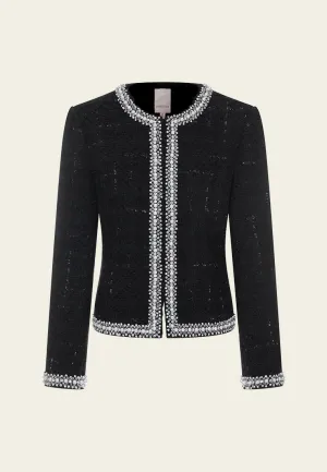 Contrasting Embellished-trim Lurex-detail Jacket