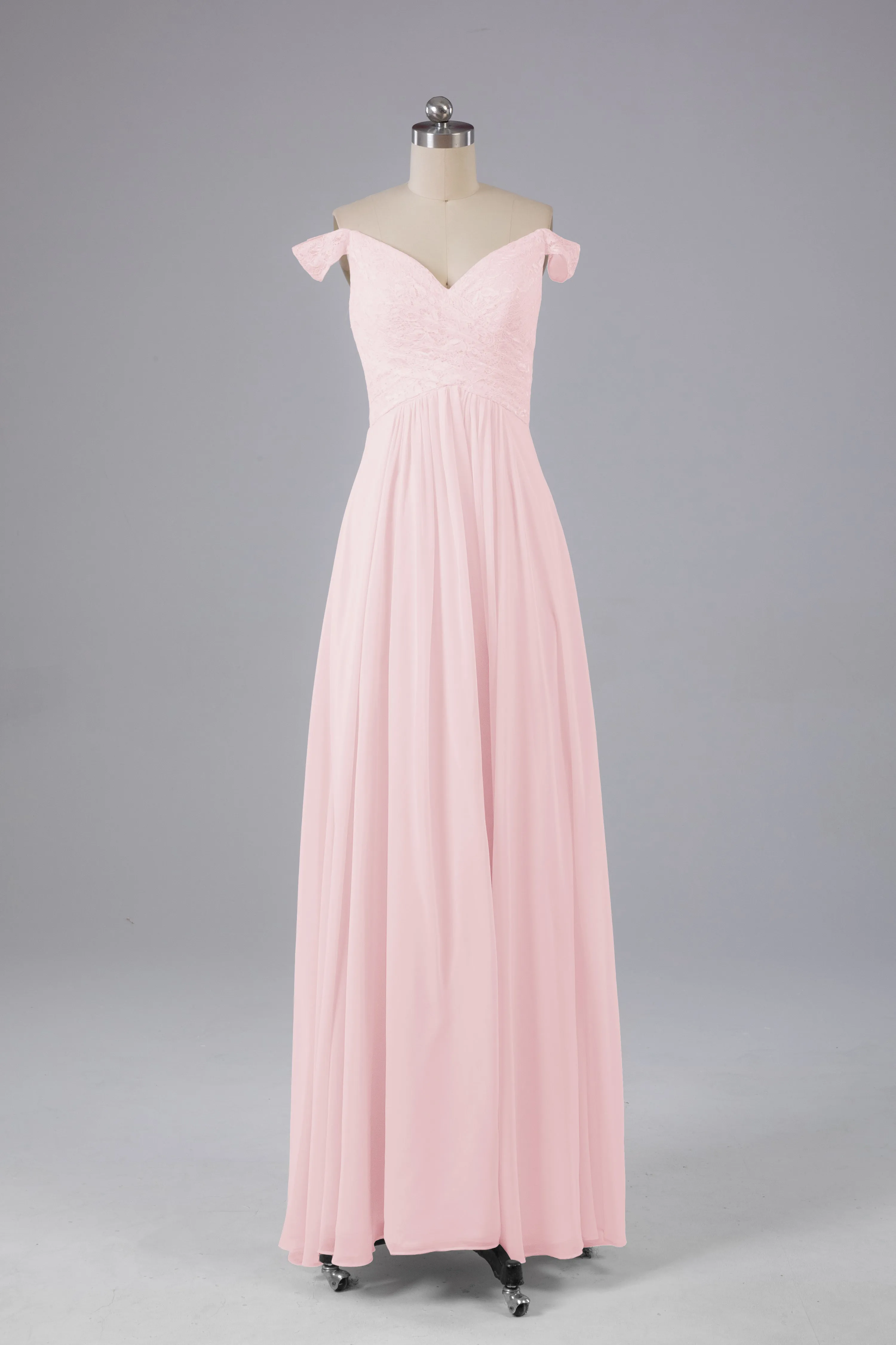 Elegant Chiffon Off The Shoulder Open Back Long Bridesmaid Dresses