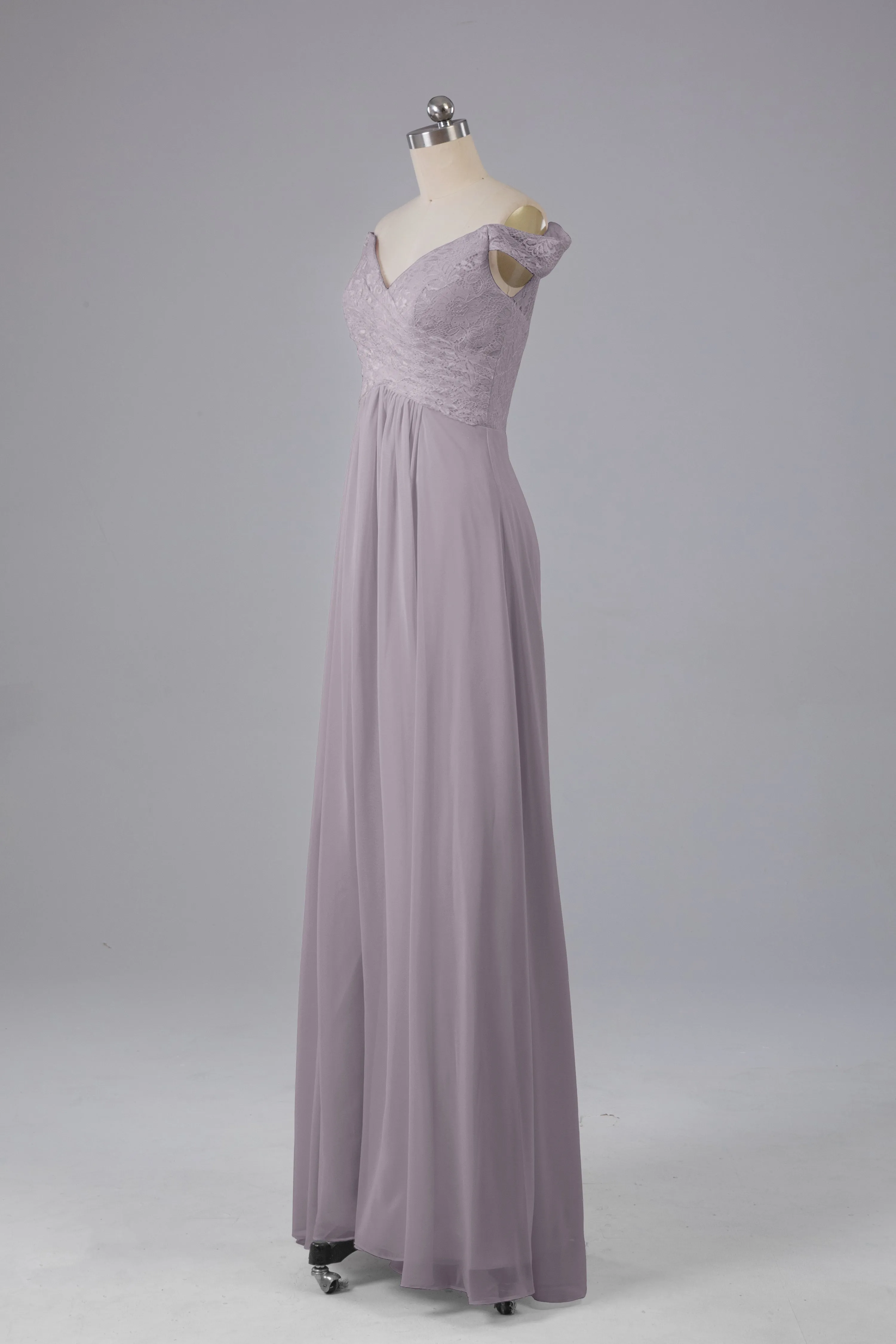 Elegant Chiffon Off The Shoulder Open Back Long Bridesmaid Dresses