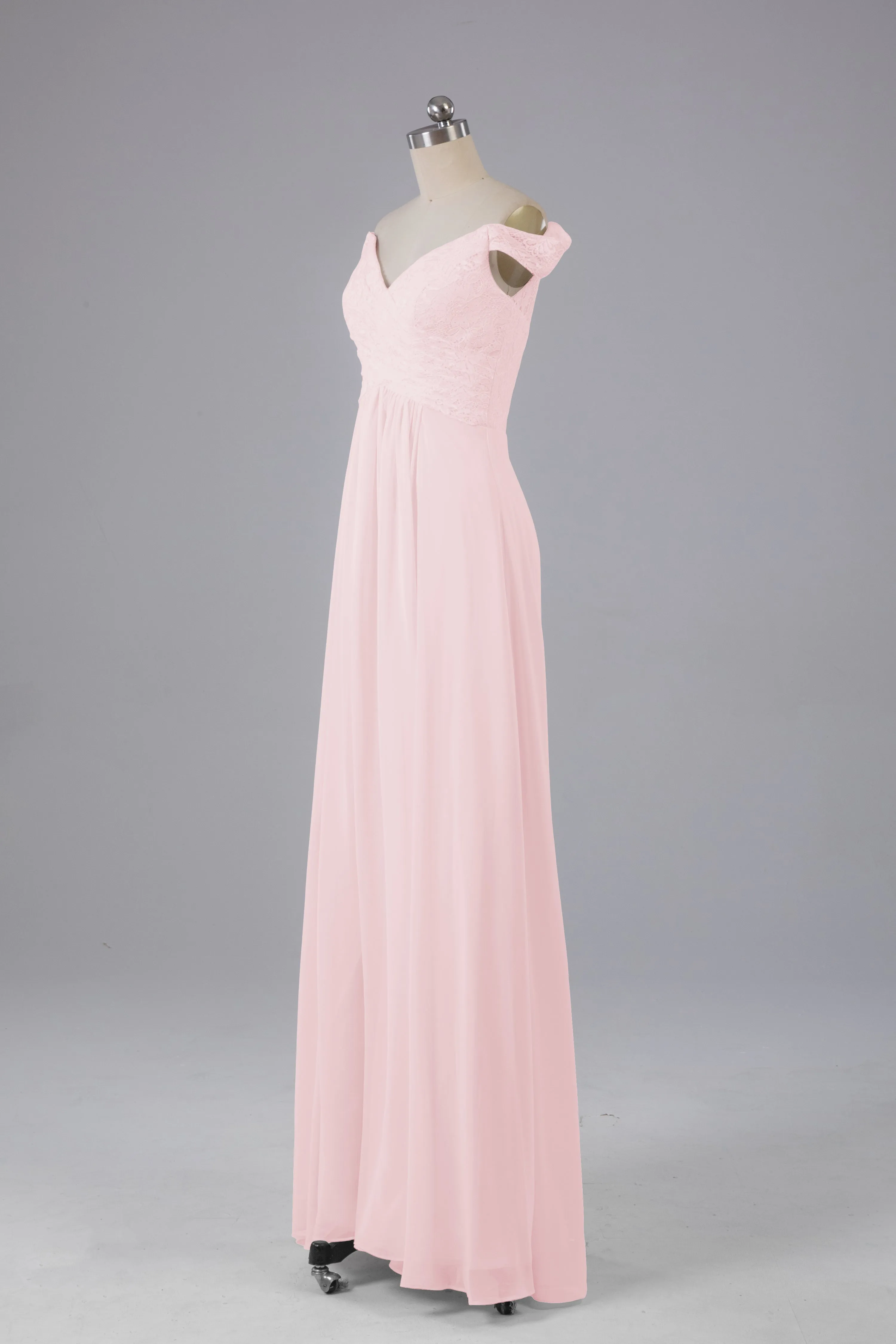 Elegant Chiffon Off The Shoulder Open Back Long Bridesmaid Dresses