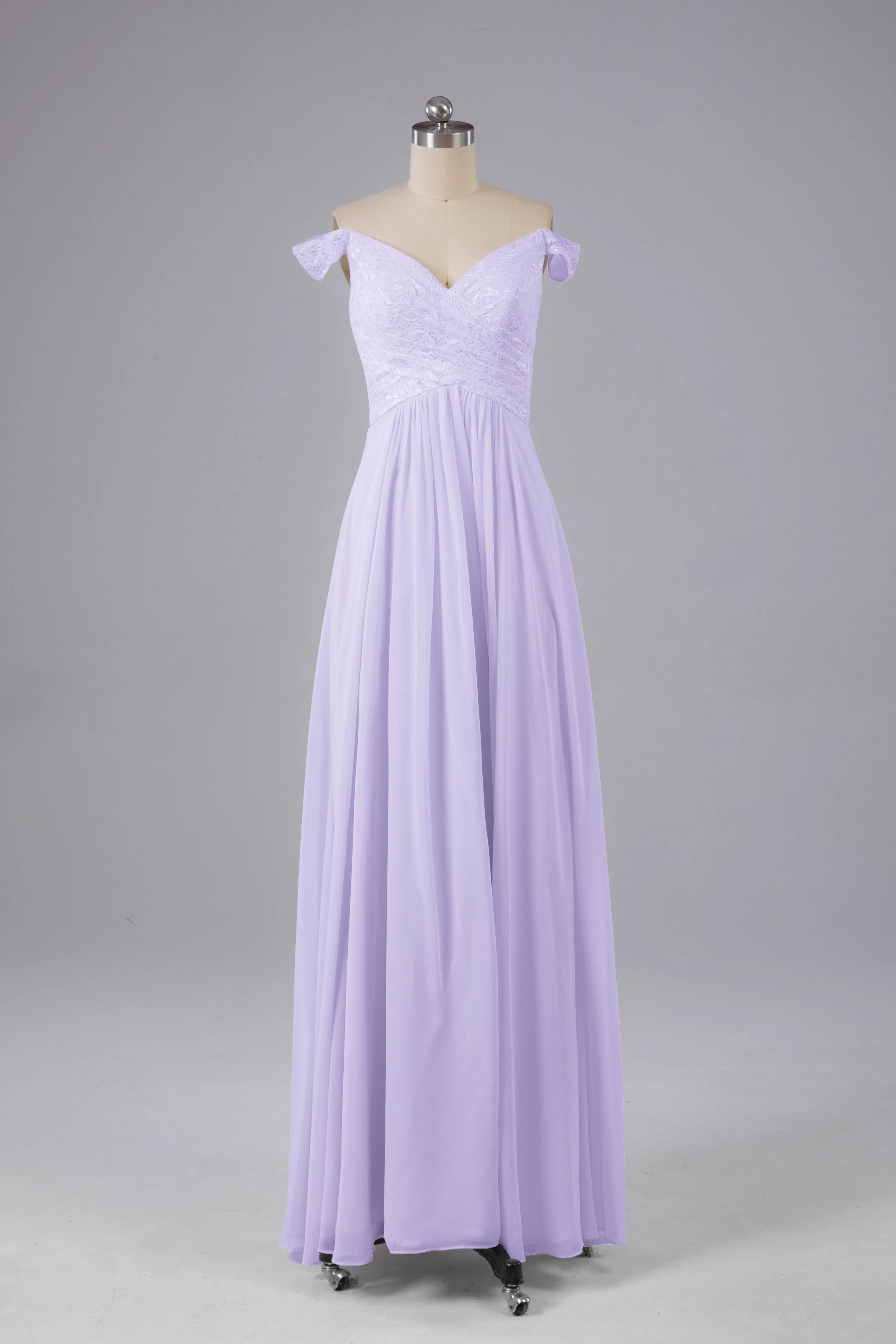 Elegant Chiffon Off The Shoulder Open Back Long Bridesmaid Dresses