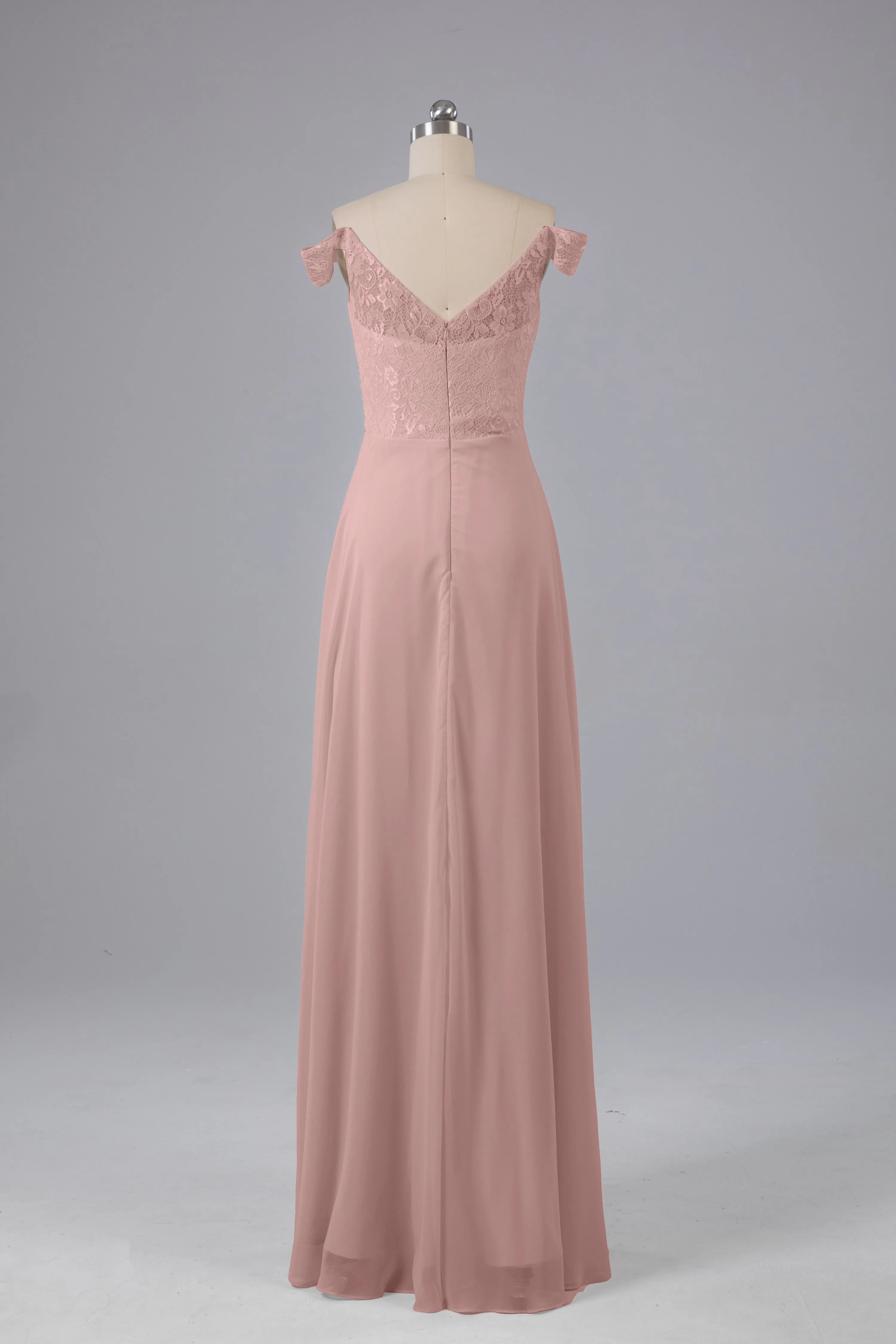 Elegant Chiffon Off The Shoulder Open Back Long Bridesmaid Dresses