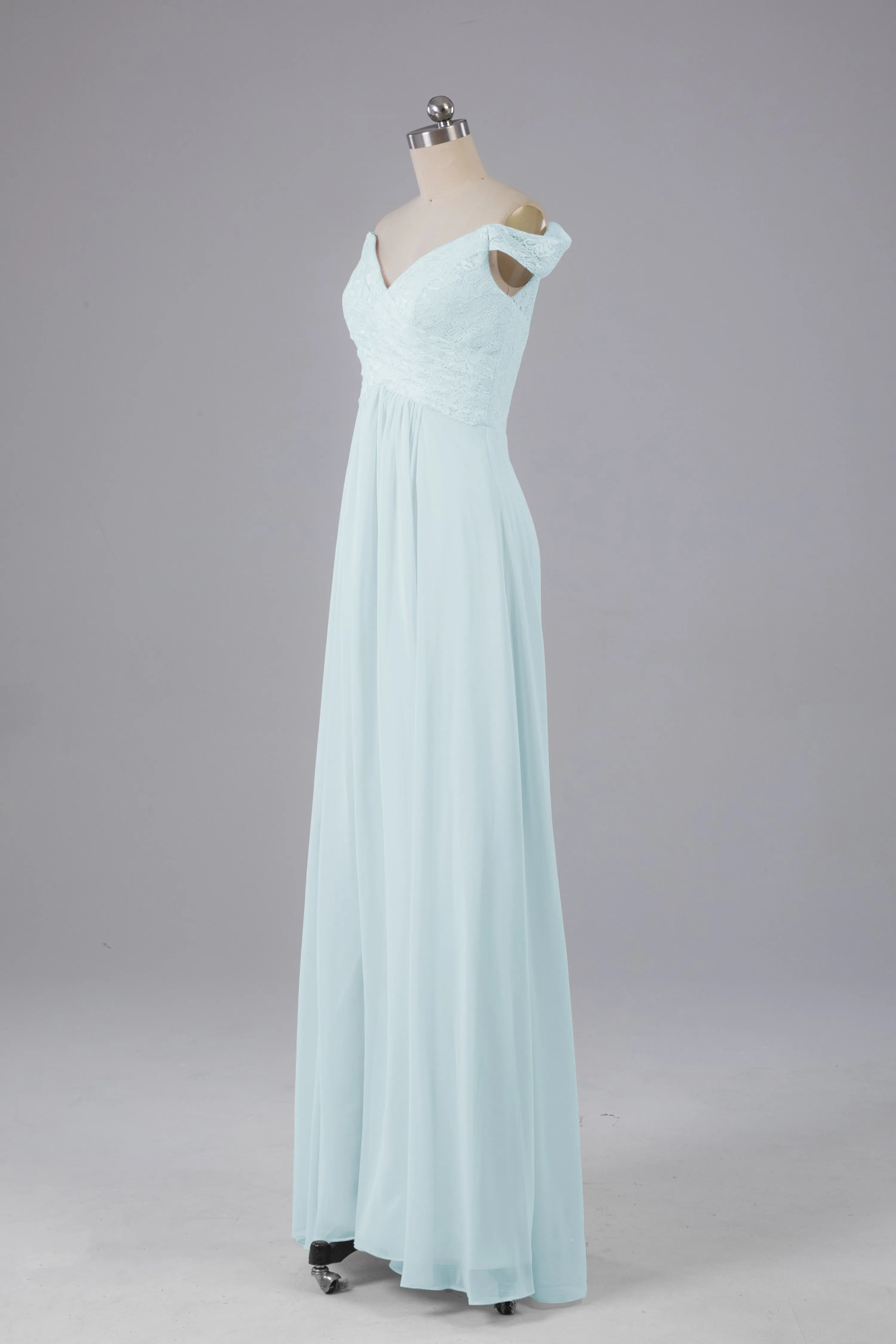 Elegant Chiffon Off The Shoulder Open Back Long Bridesmaid Dresses