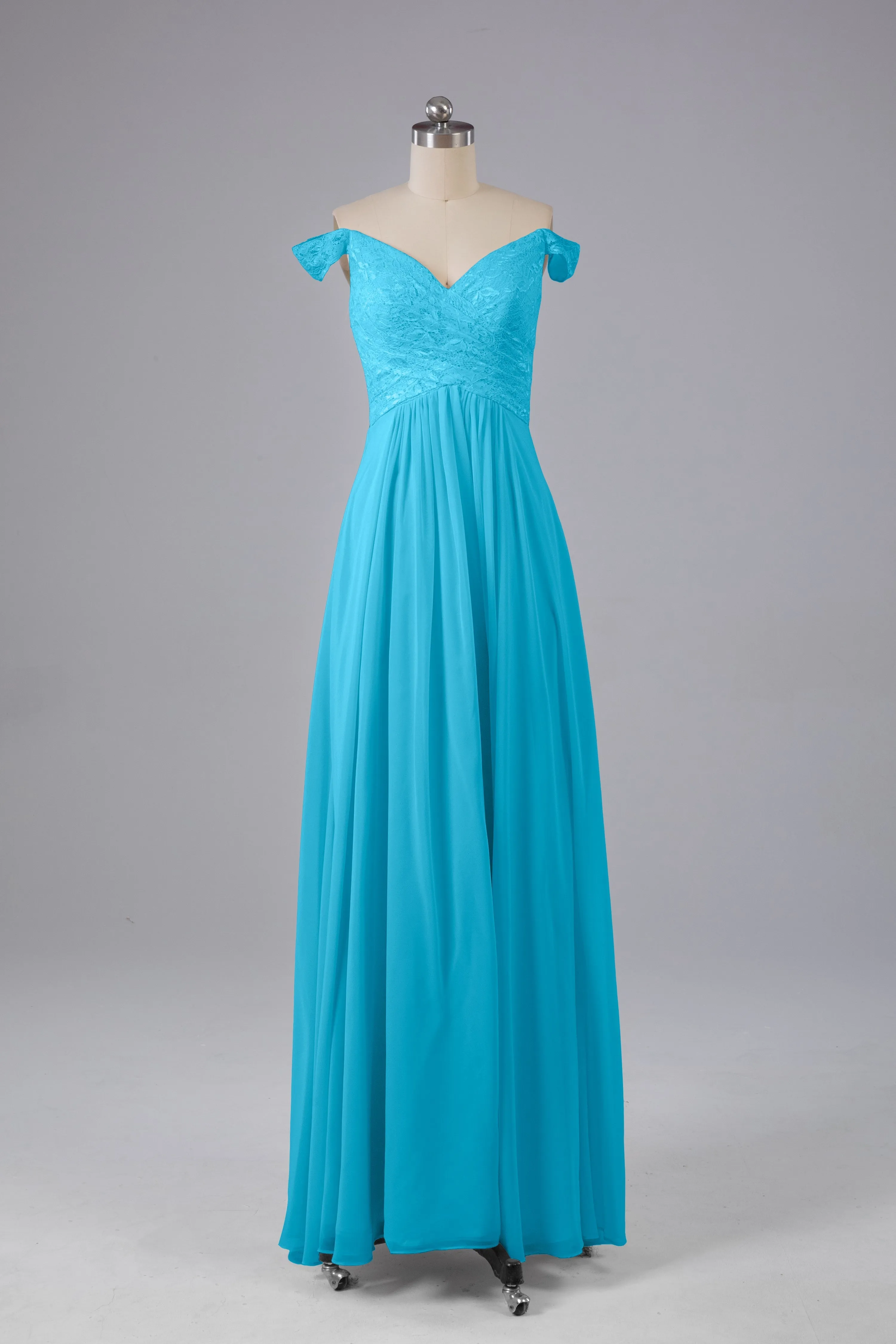 Elegant Chiffon Off The Shoulder Open Back Long Bridesmaid Dresses