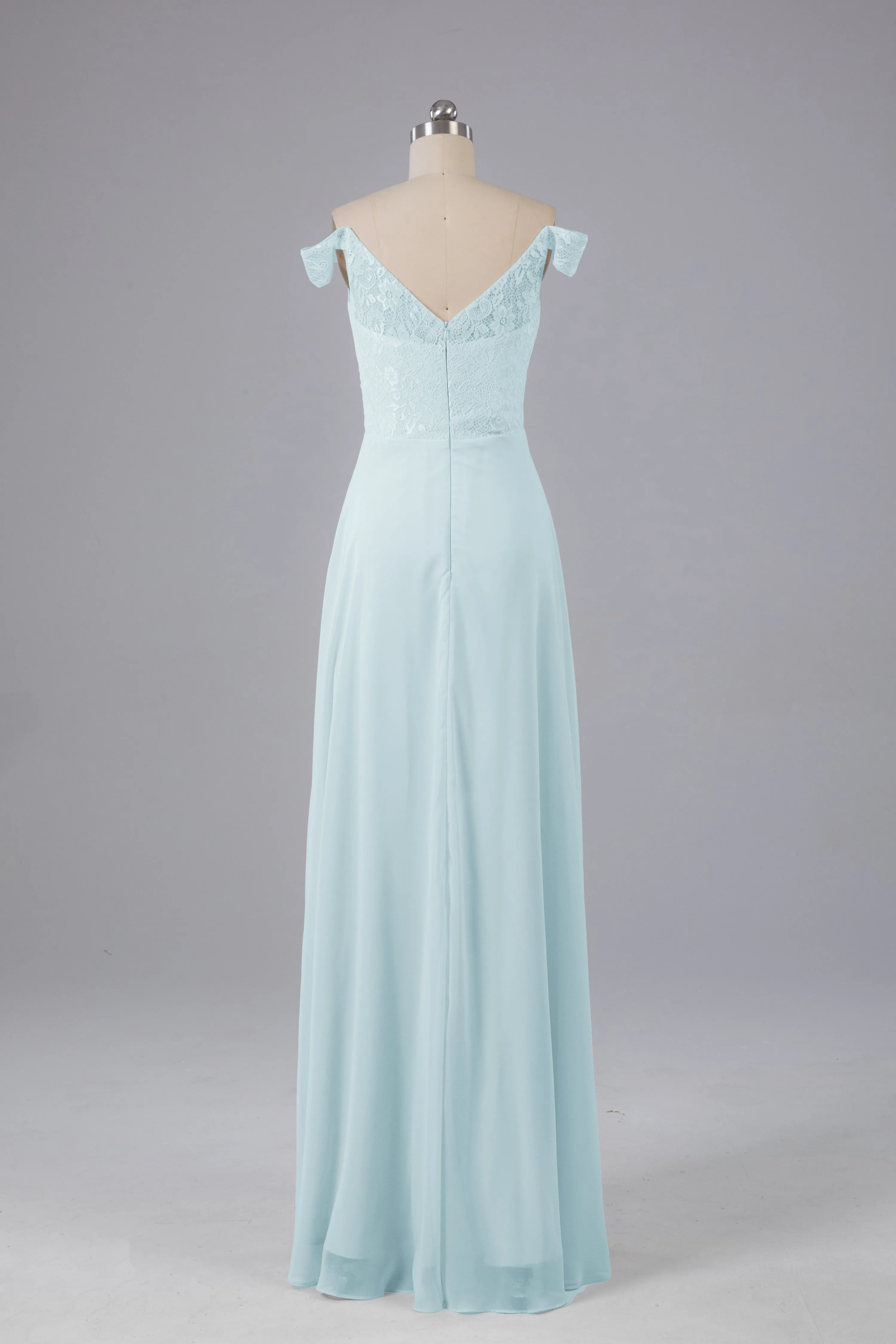 Elegant Chiffon Off The Shoulder Open Back Long Bridesmaid Dresses