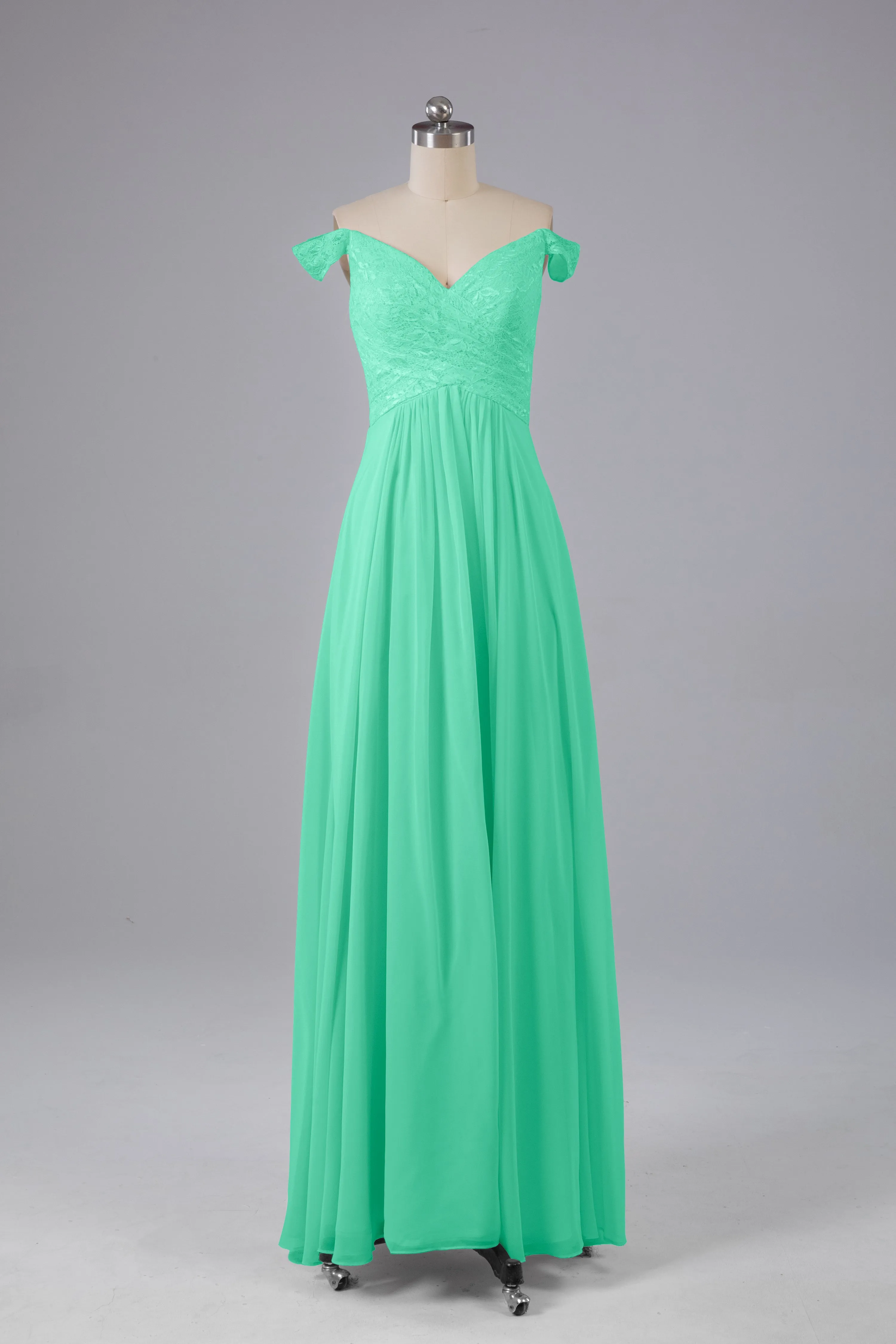 Elegant Chiffon Off The Shoulder Open Back Long Bridesmaid Dresses