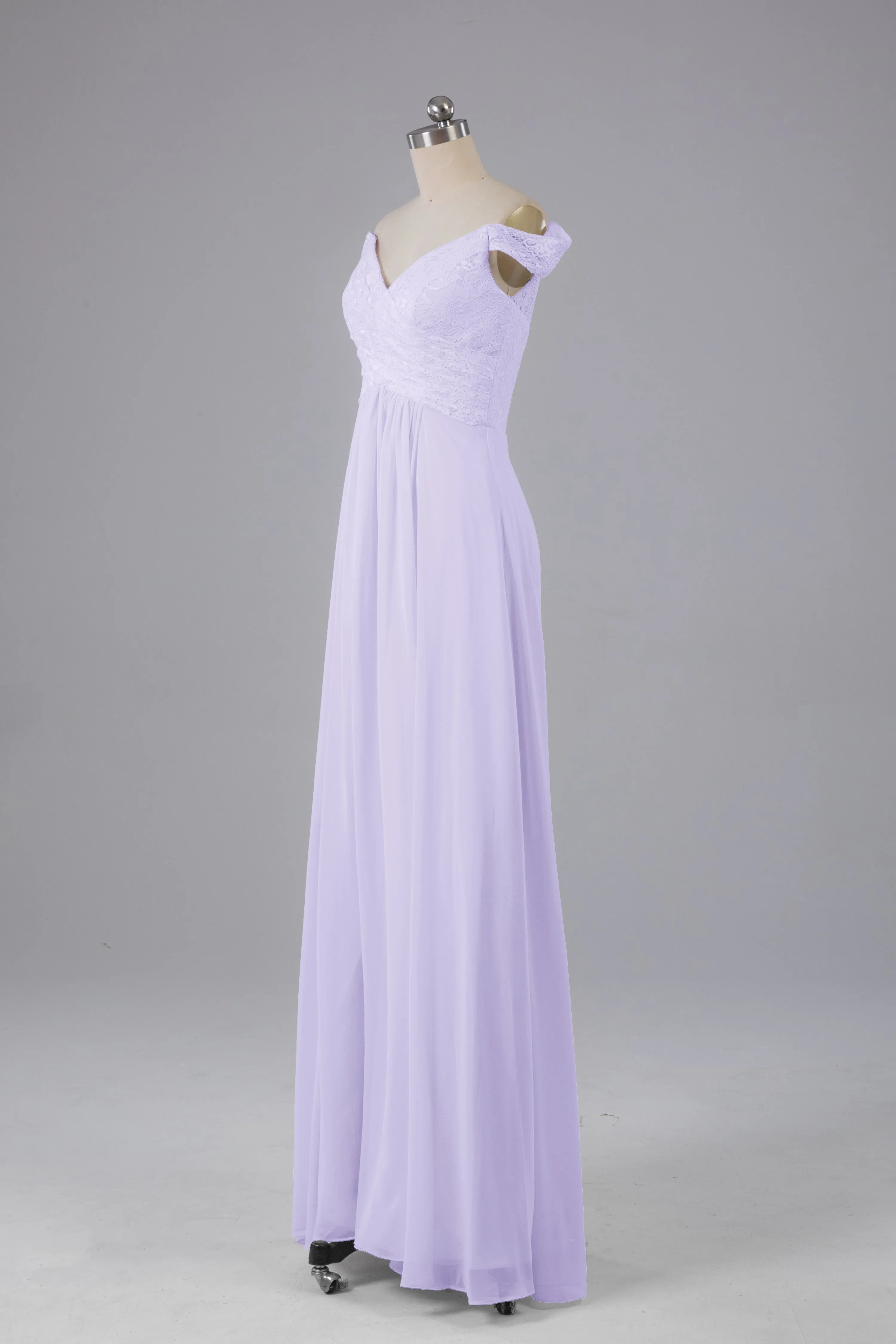 Elegant Chiffon Off The Shoulder Open Back Long Bridesmaid Dresses