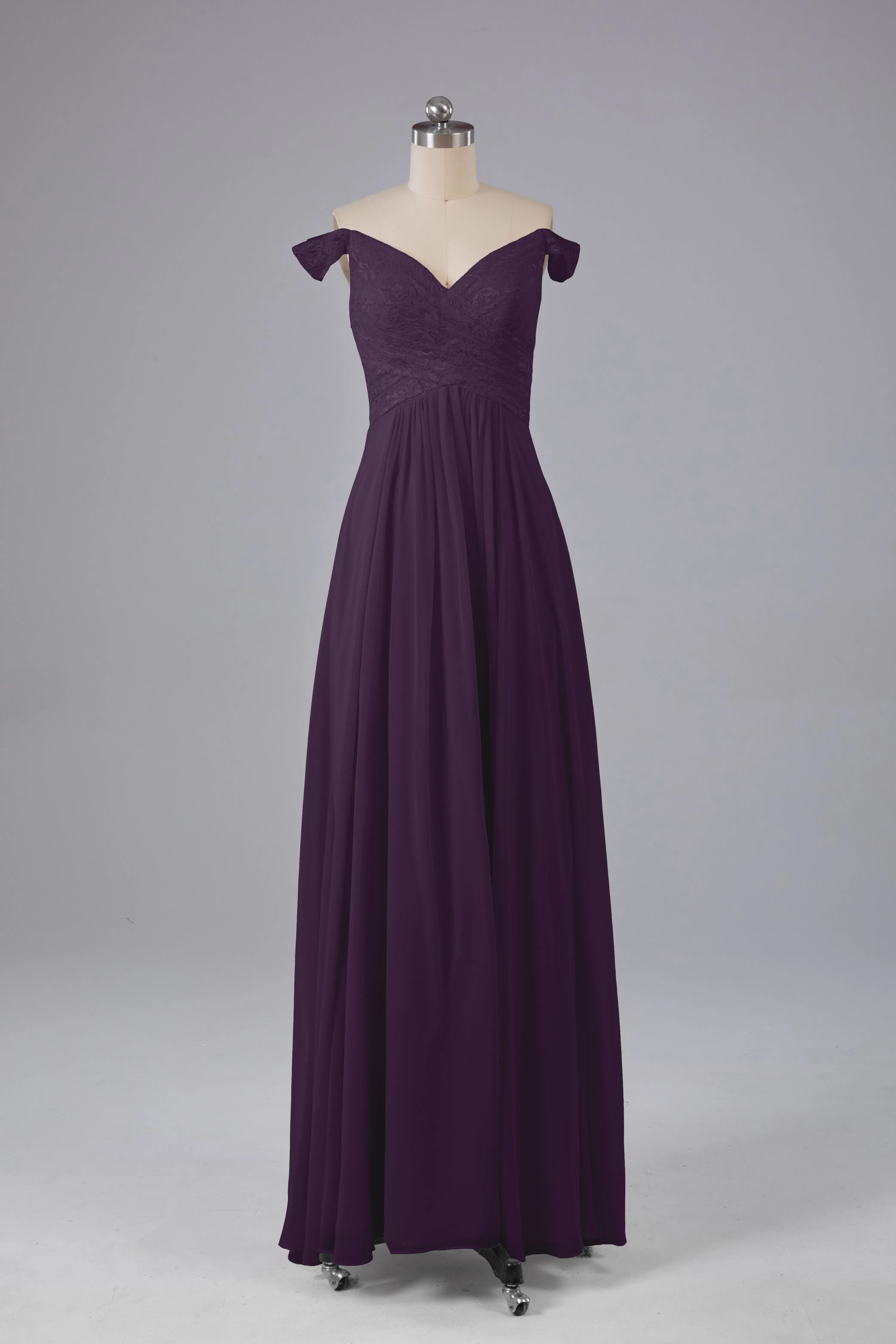 Elegant Chiffon Off The Shoulder Open Back Long Bridesmaid Dresses