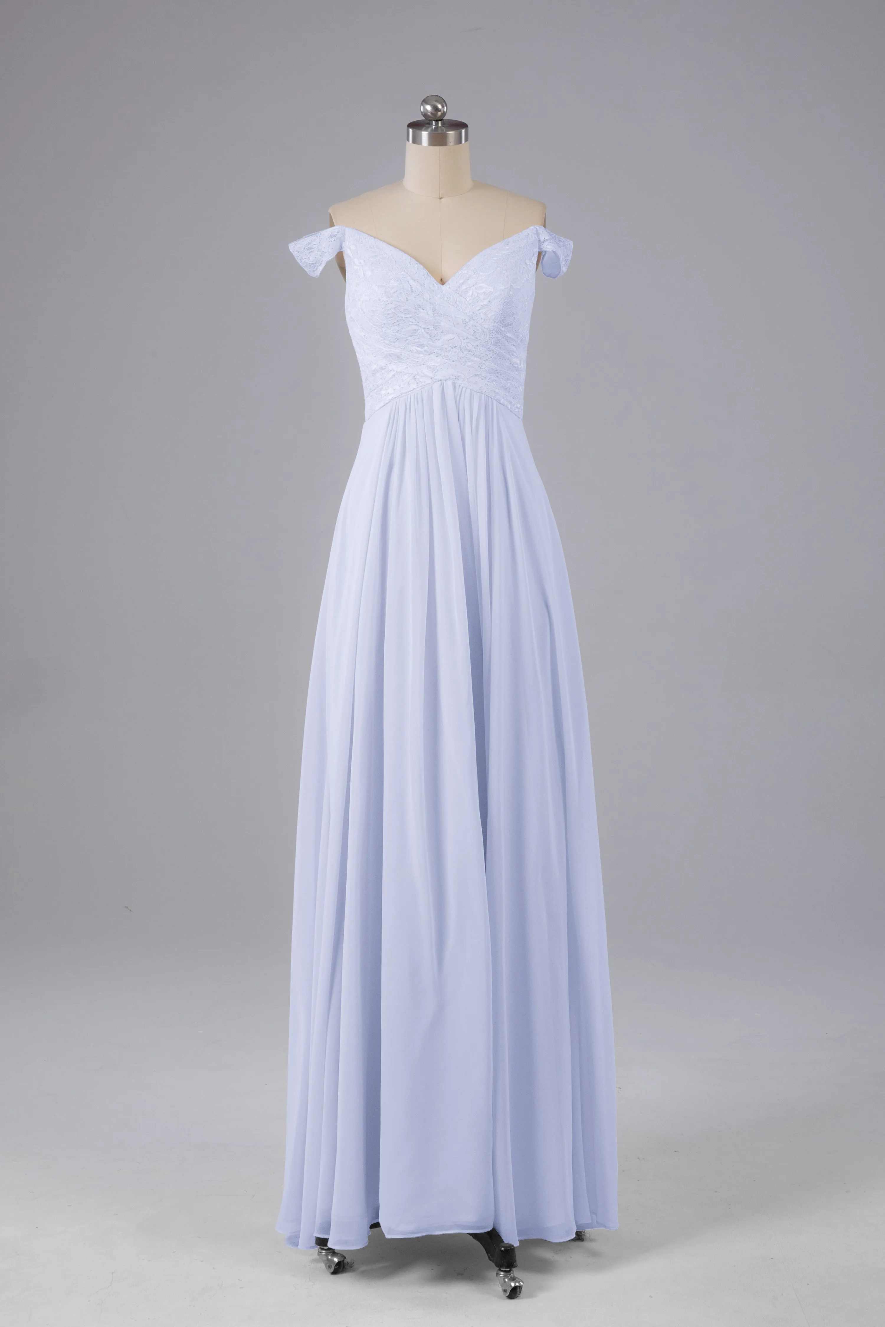 Elegant Chiffon Off The Shoulder Open Back Long Bridesmaid Dresses