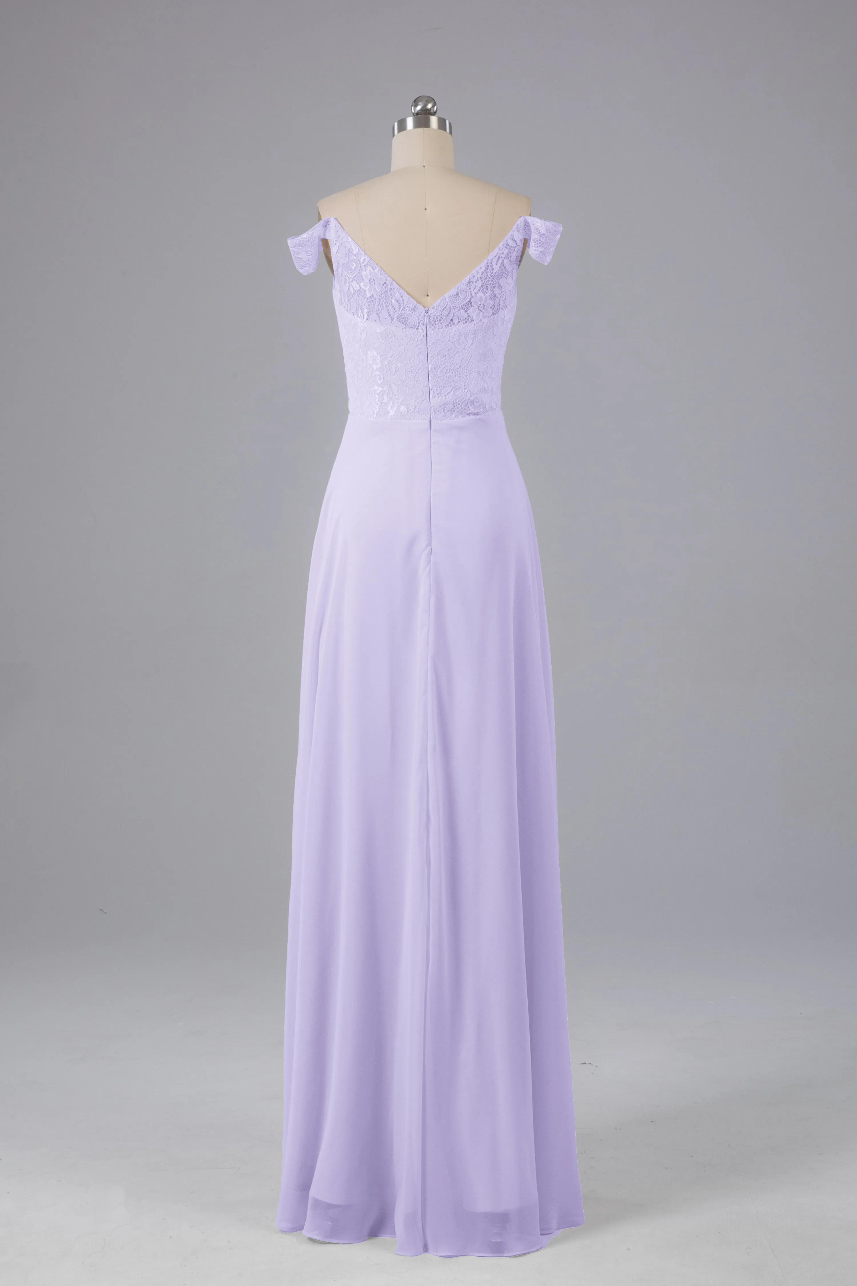 Elegant Chiffon Off The Shoulder Open Back Long Bridesmaid Dresses