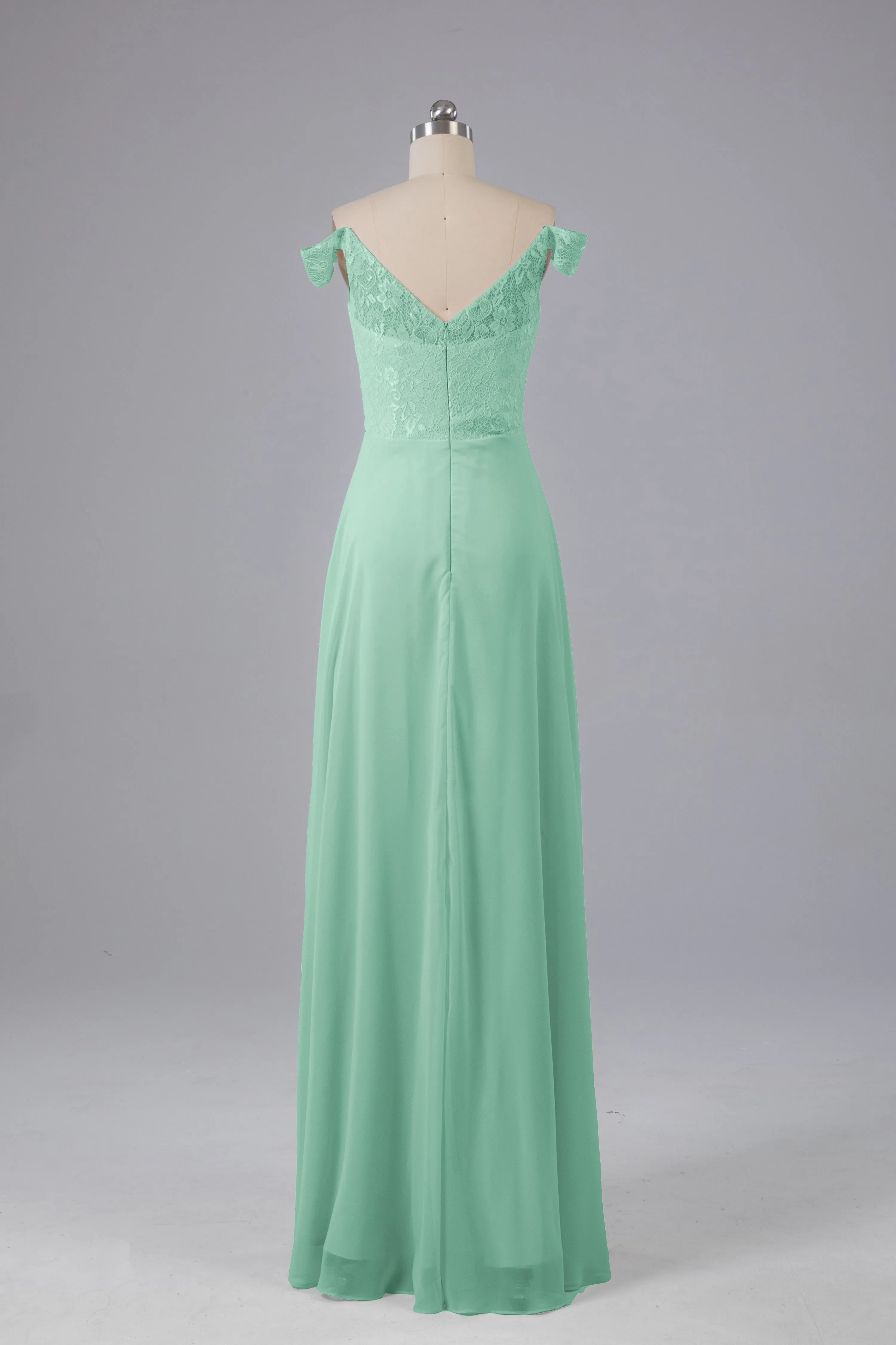 Elegant Chiffon Off The Shoulder Open Back Long Bridesmaid Dresses