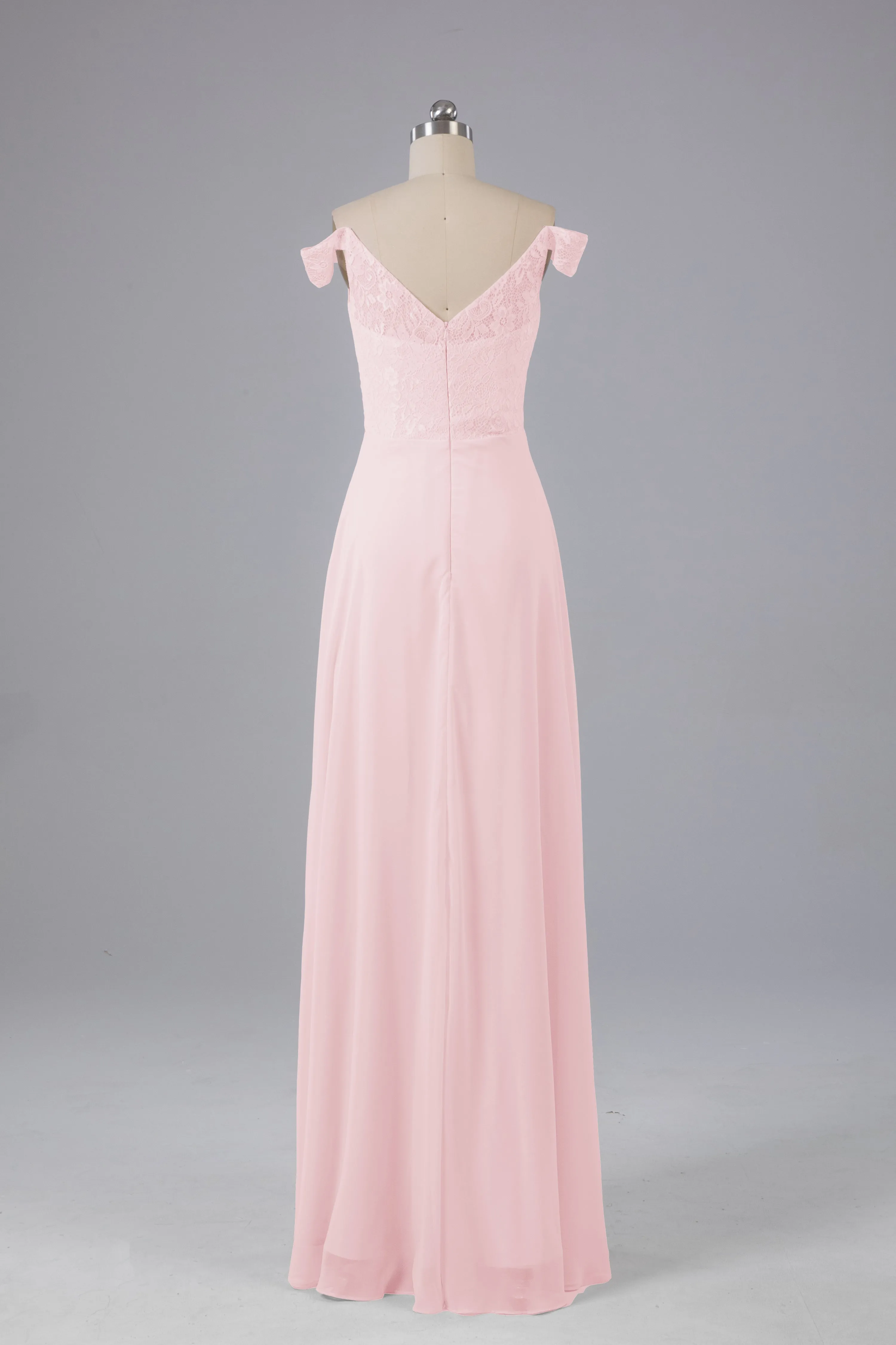 Elegant Chiffon Off The Shoulder Open Back Long Bridesmaid Dresses