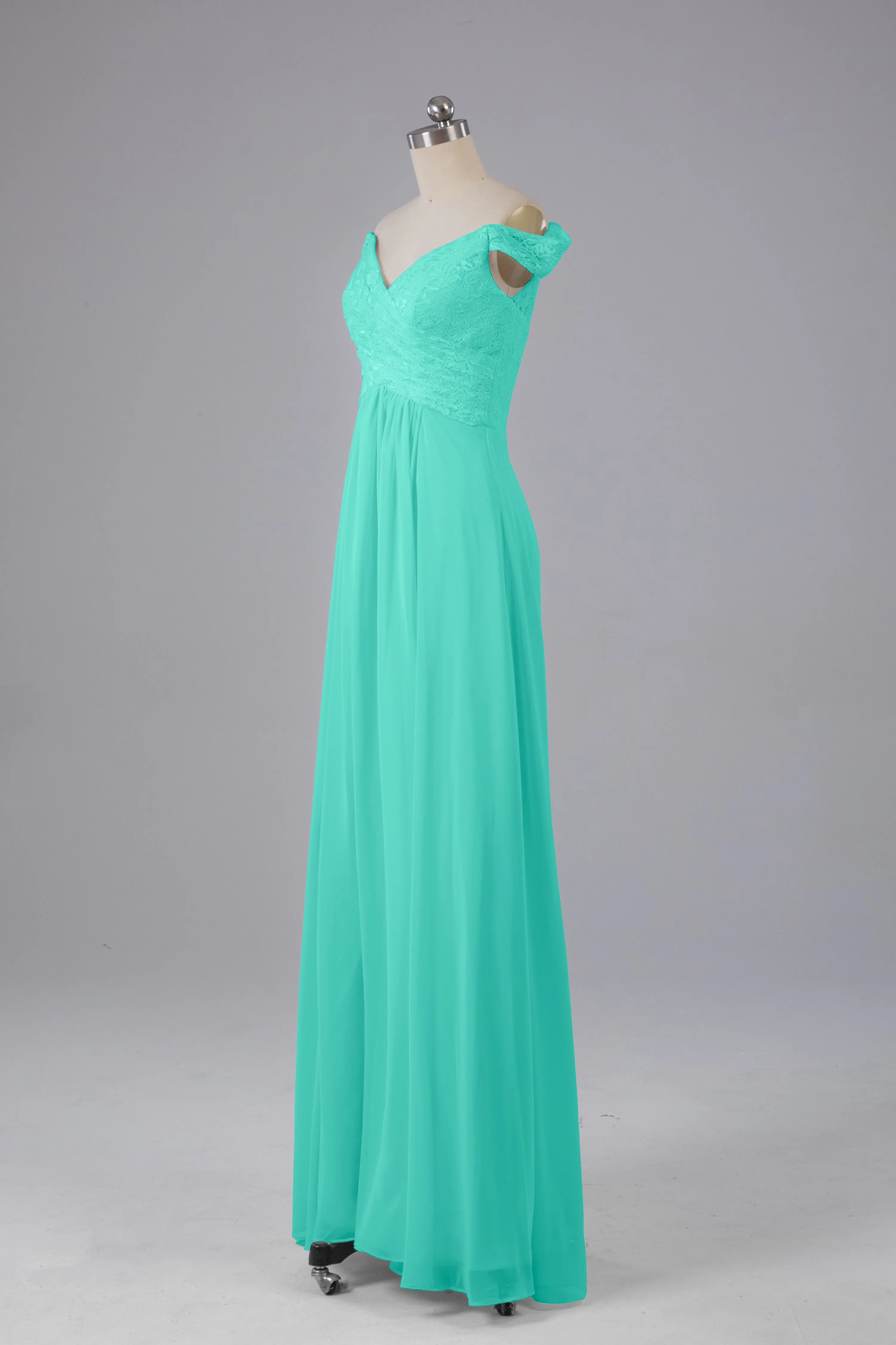 Elegant Chiffon Off The Shoulder Open Back Long Bridesmaid Dresses