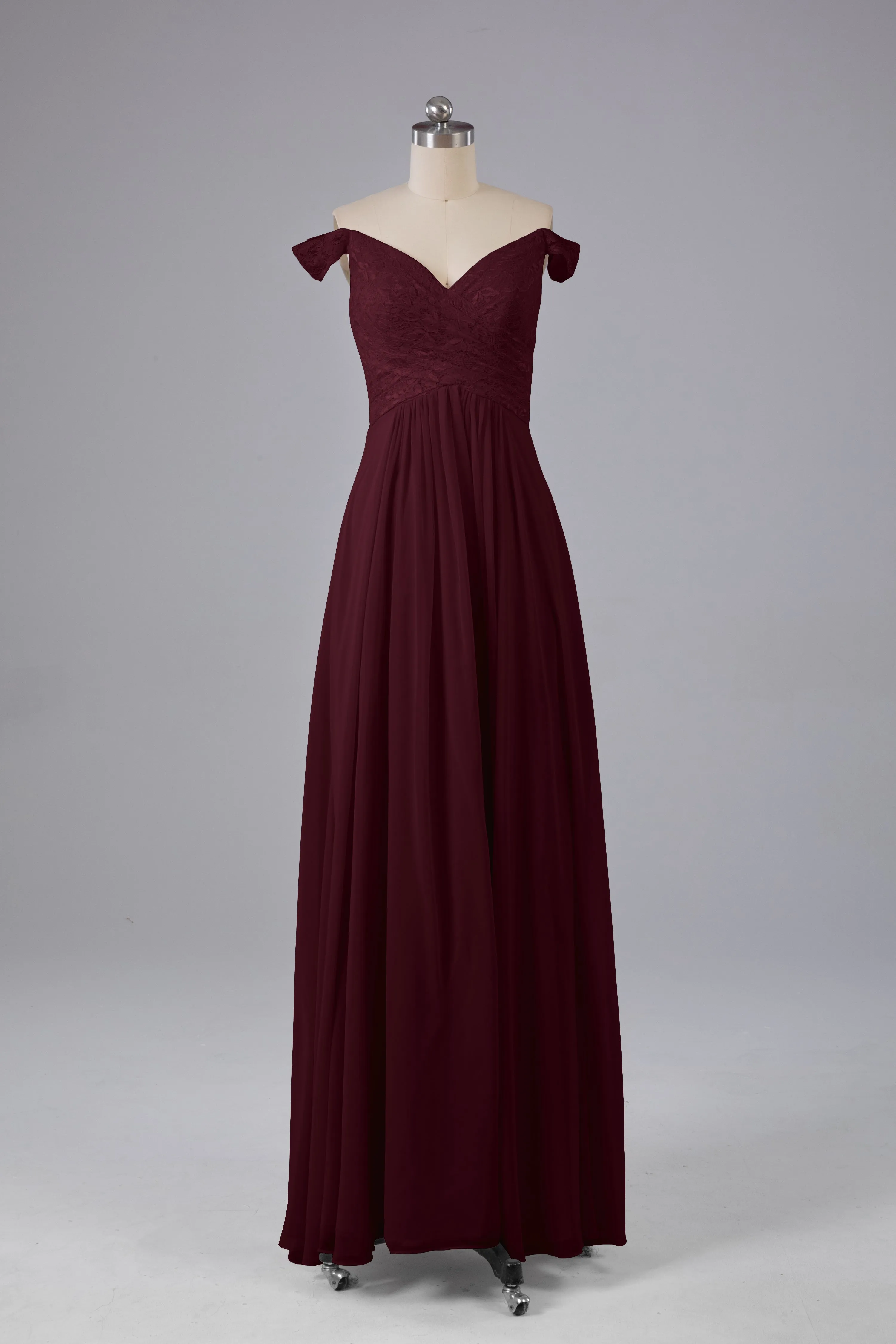 Elegant Chiffon Off The Shoulder Open Back Long Bridesmaid Dresses