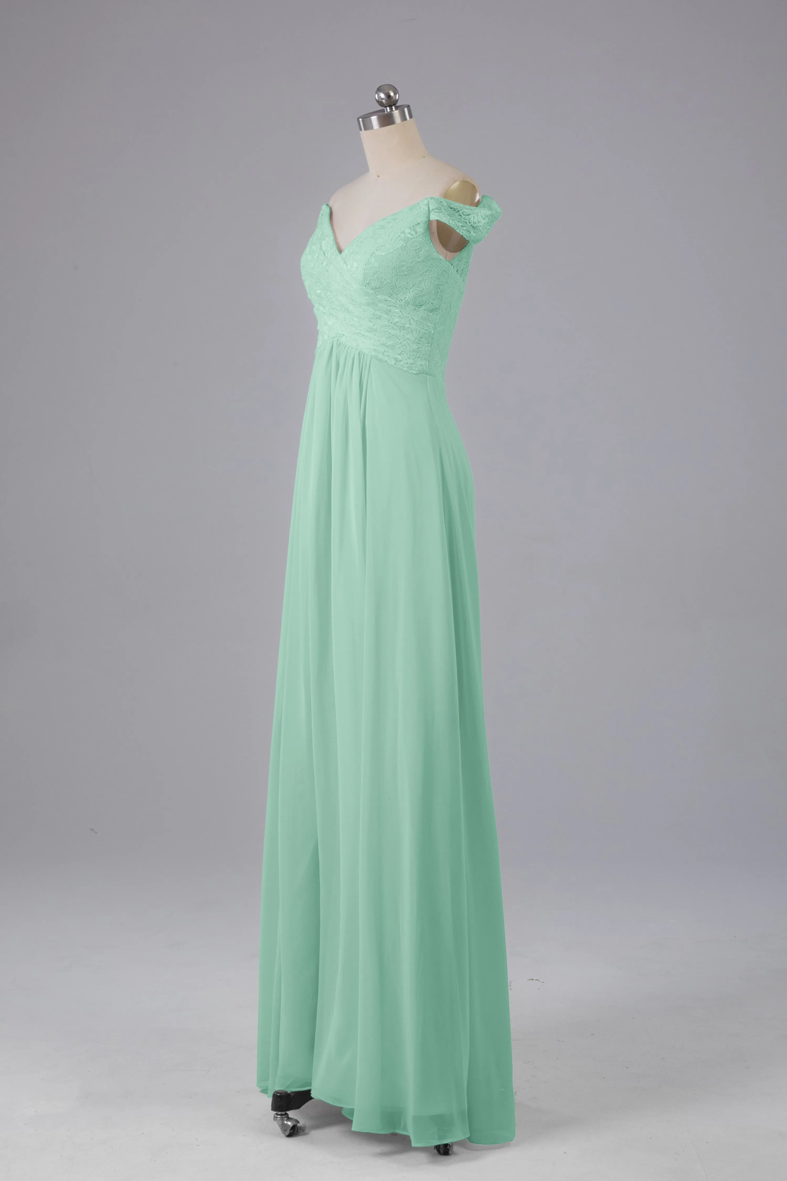 Elegant Chiffon Off The Shoulder Open Back Long Bridesmaid Dresses