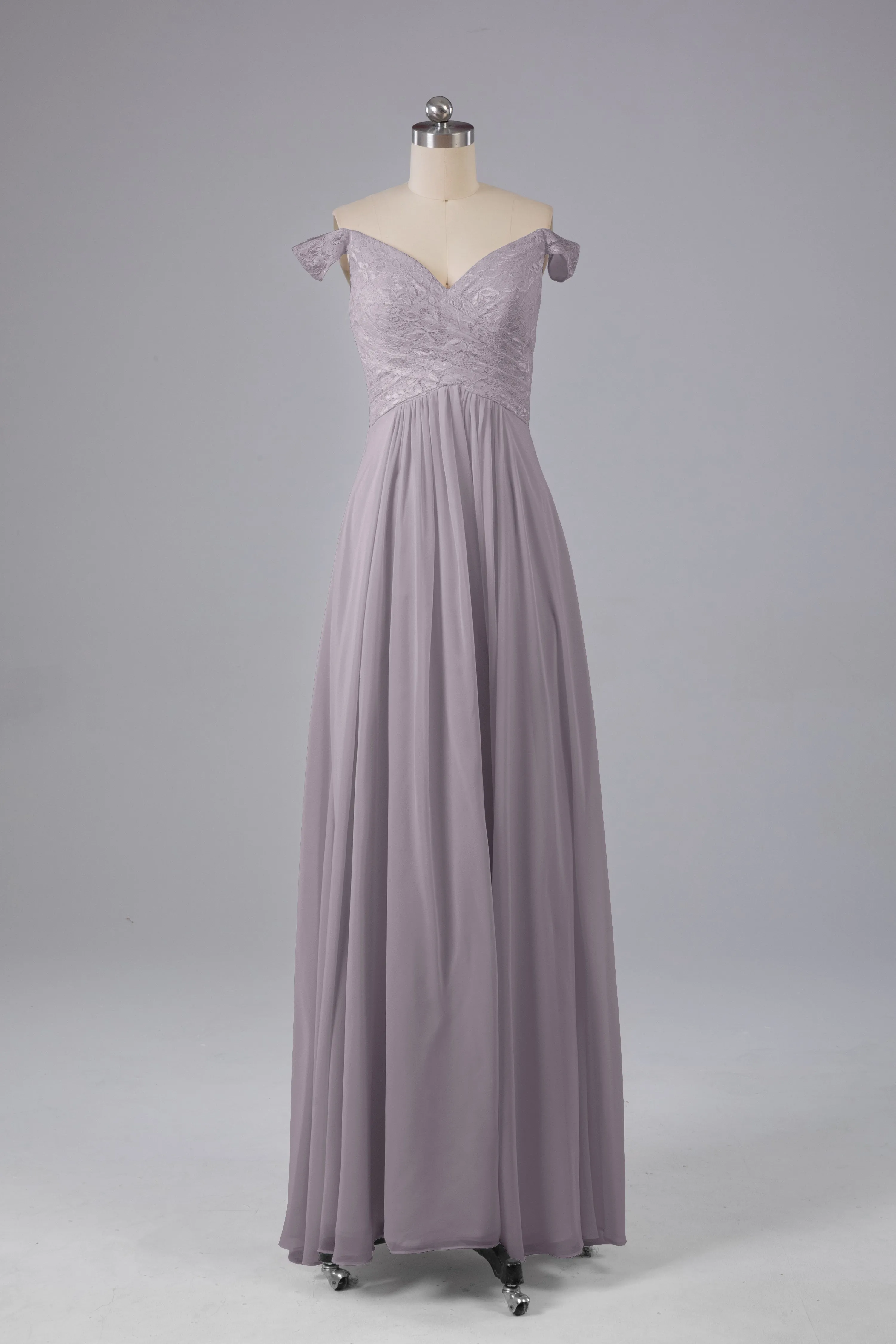 Elegant Chiffon Off The Shoulder Open Back Long Bridesmaid Dresses