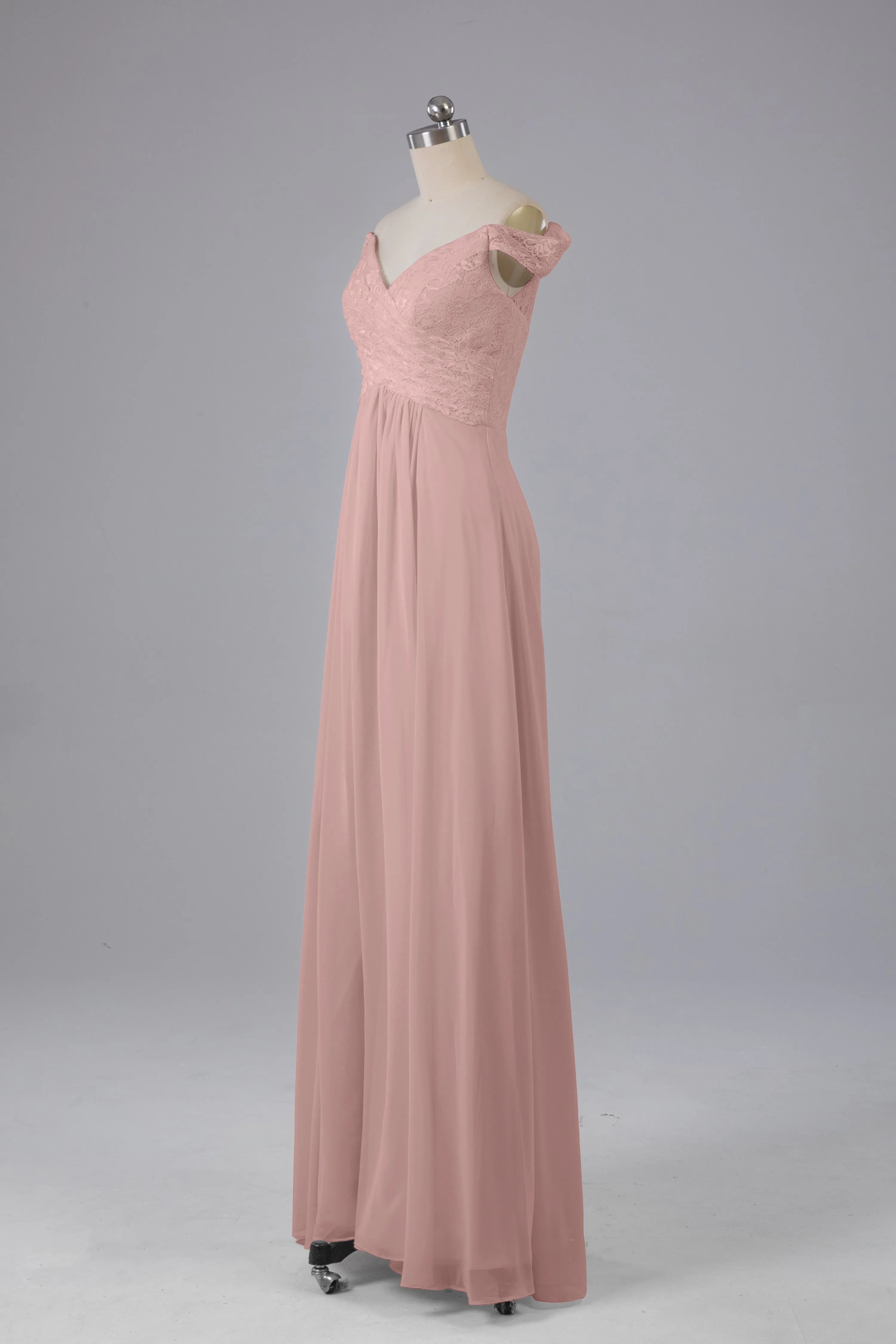 Elegant Chiffon Off The Shoulder Open Back Long Bridesmaid Dresses