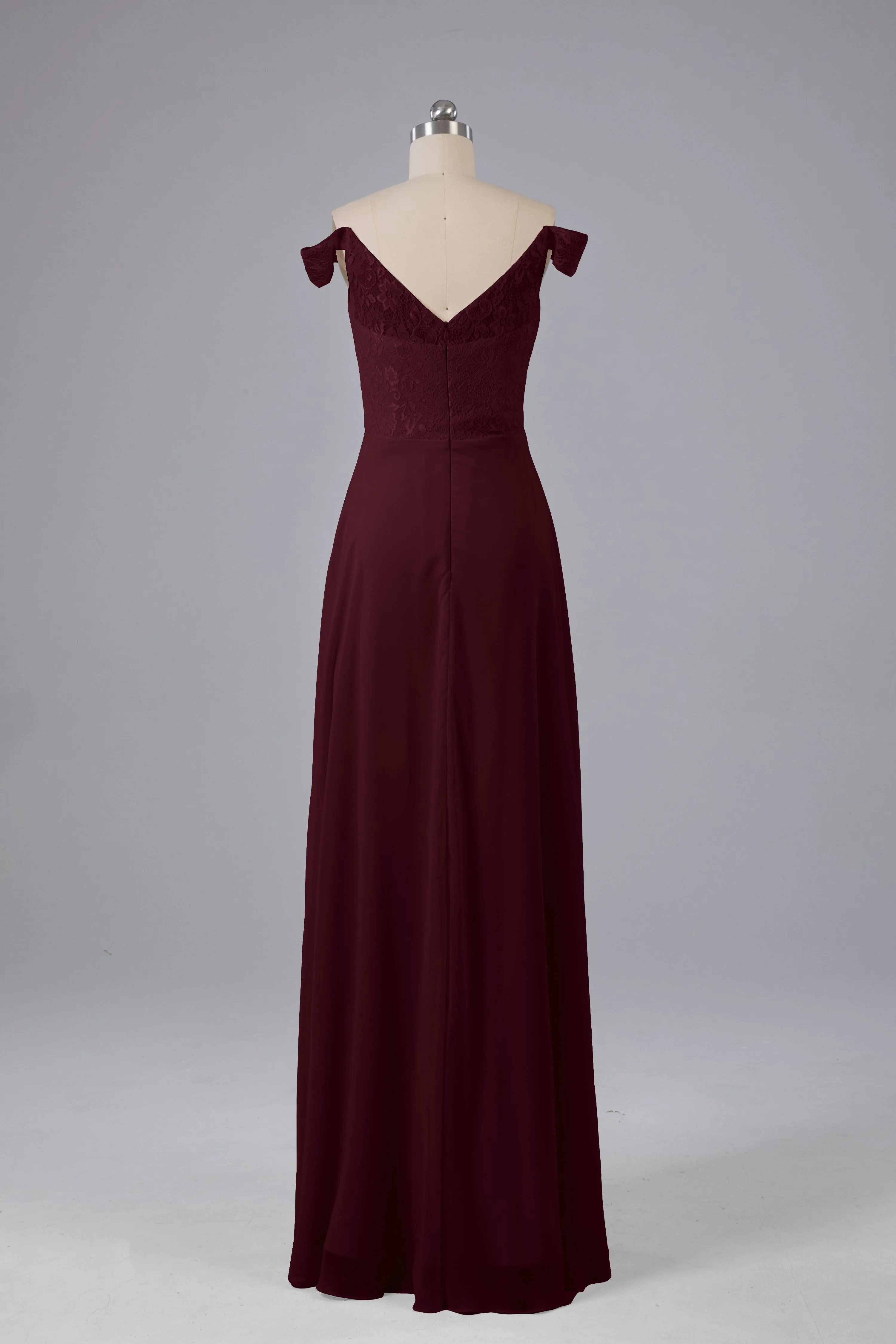 Elegant Chiffon Off The Shoulder Open Back Long Bridesmaid Dresses