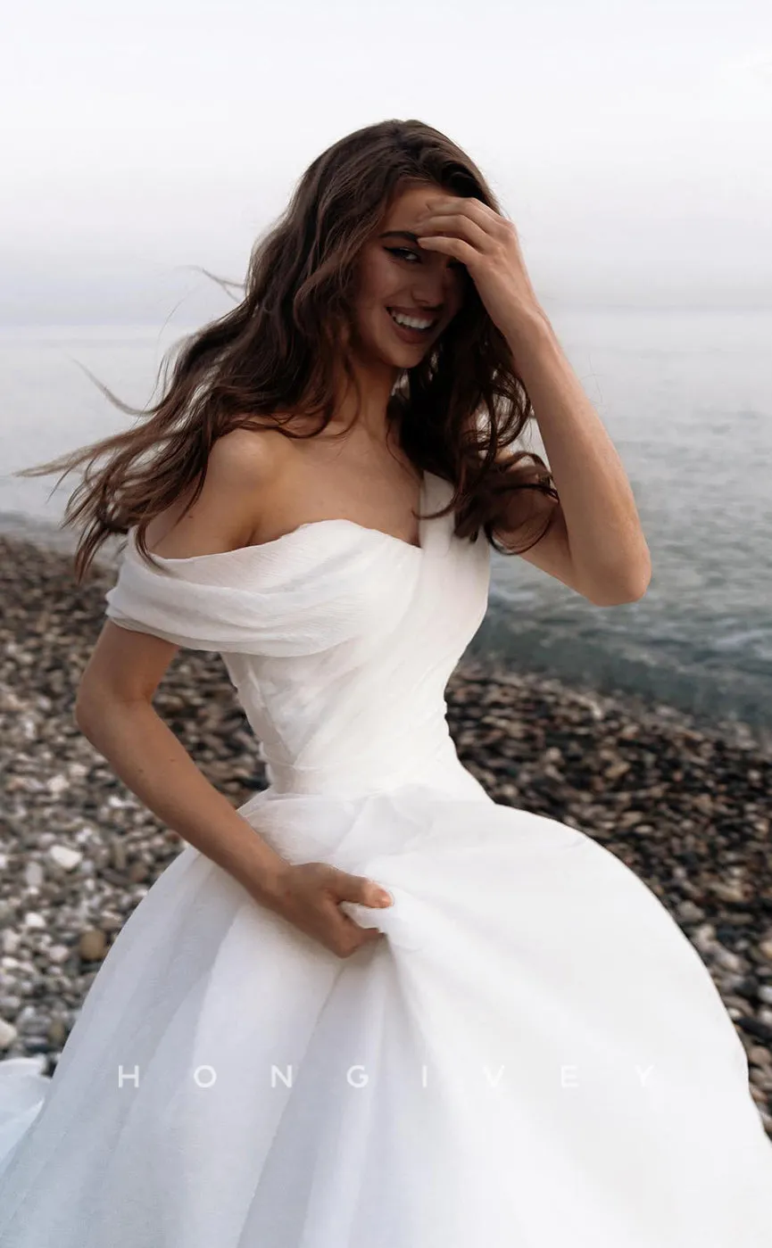 H0879 - Couture Sheer Design Sense Ruched With Train Wedding Dress