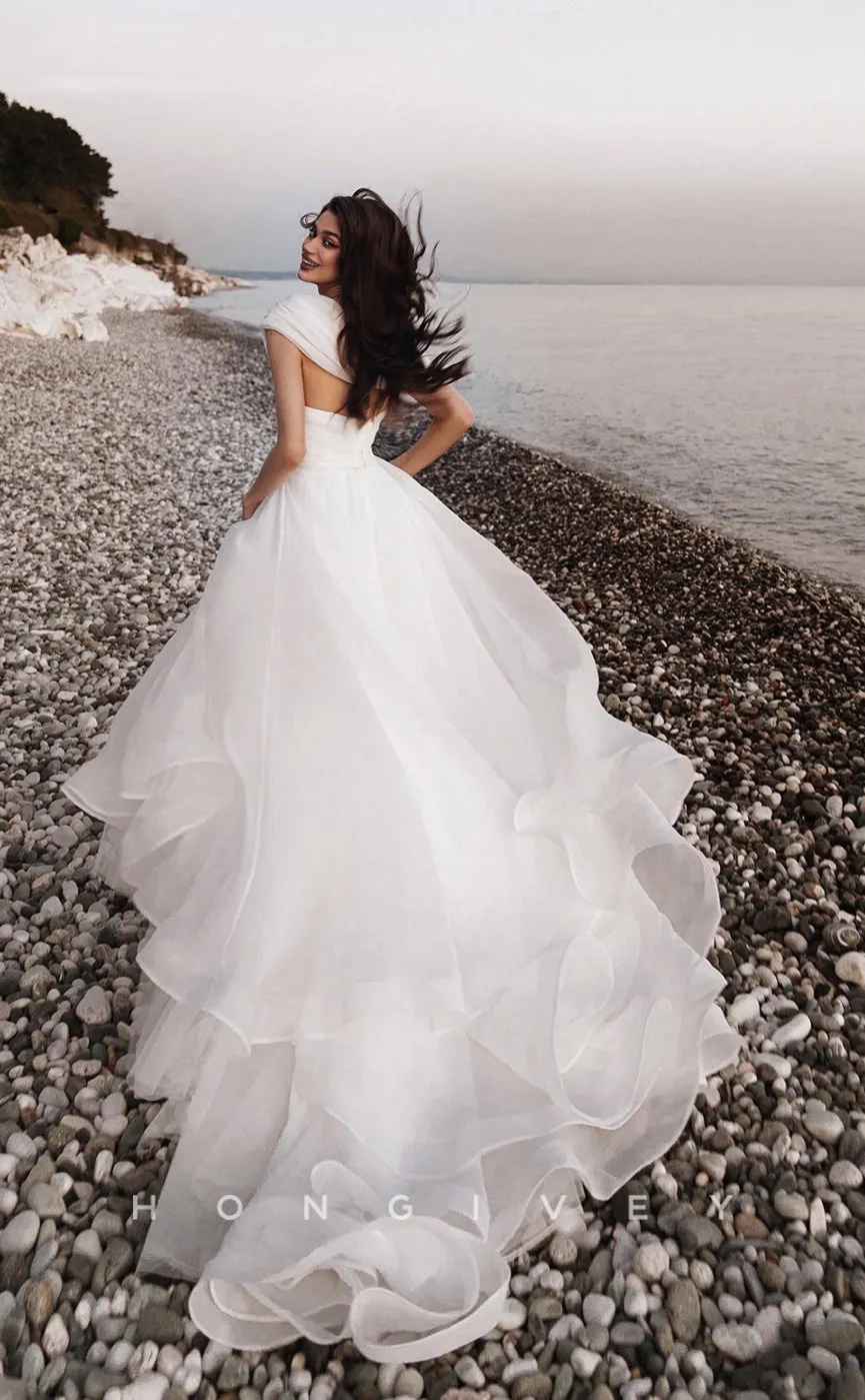 H0879 - Couture Sheer Design Sense Ruched With Train Wedding Dress