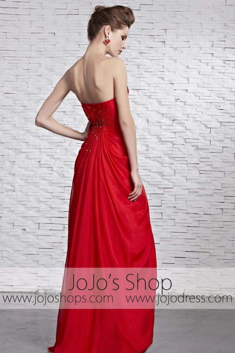 Hot Timeless Red Strapless Grecian Beauty Pageant Evening Dress CX881520