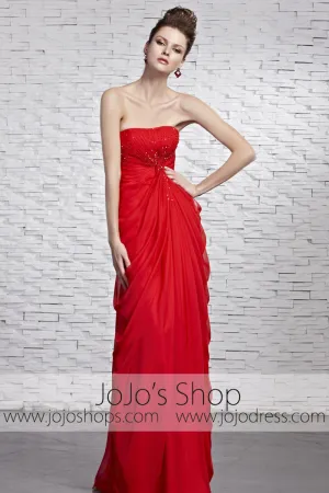 Hot Timeless Red Strapless Grecian Beauty Pageant Evening Dress CX881520