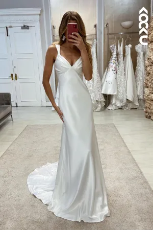 K1972 - Couture & Elegant V-neck Straps Sheath Backless Wedding Dress