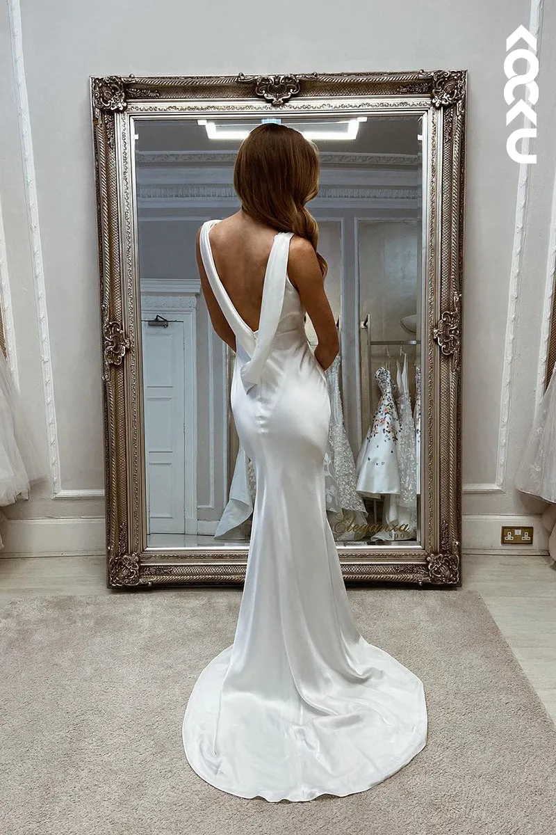 K1972 - Couture & Elegant V-neck Straps Sheath Backless Wedding Dress