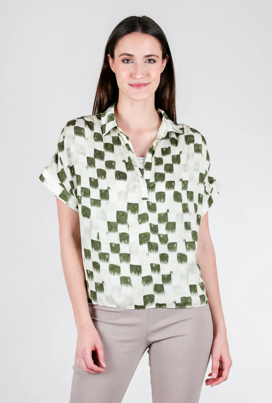 Painterly Checker Shirt, Foliage