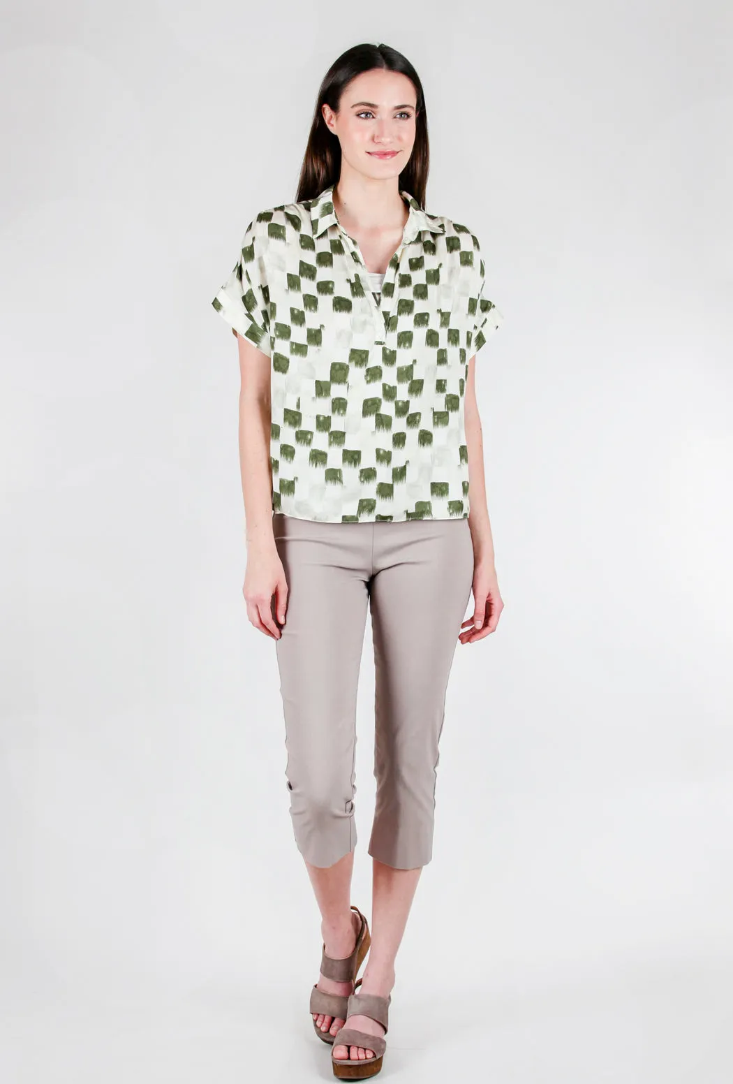 Painterly Checker Shirt, Foliage