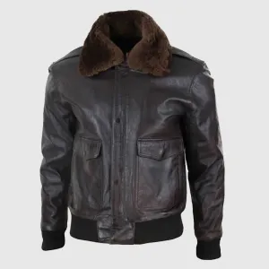 Premium Quality Mens Brown Leather Bomber Jacket