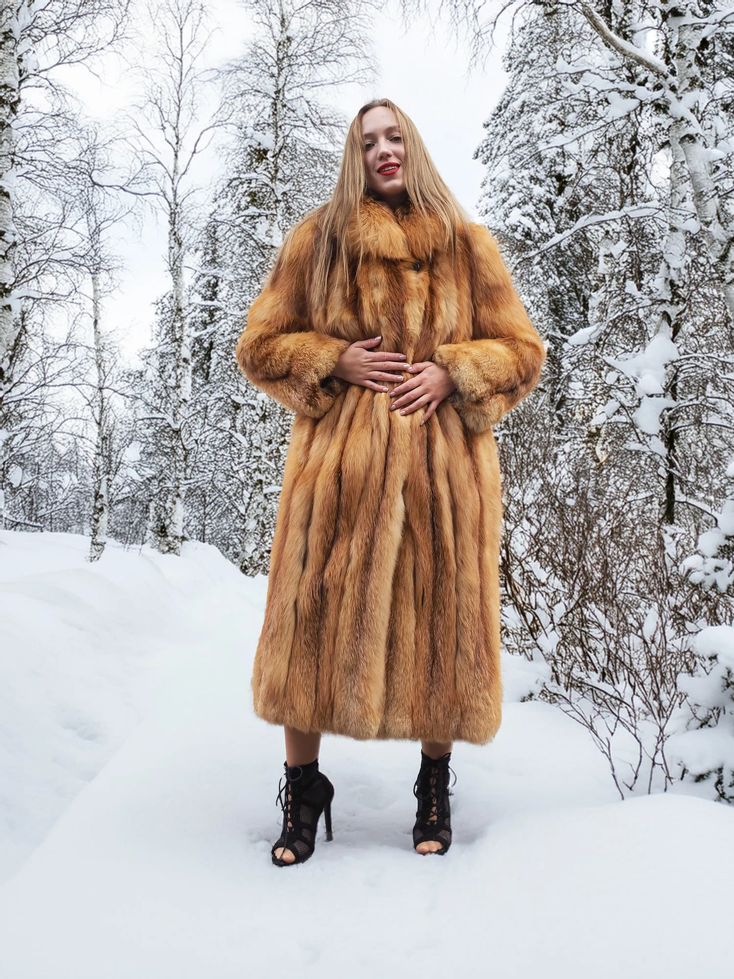 Vintage Cherry Red Fox Coat Size S